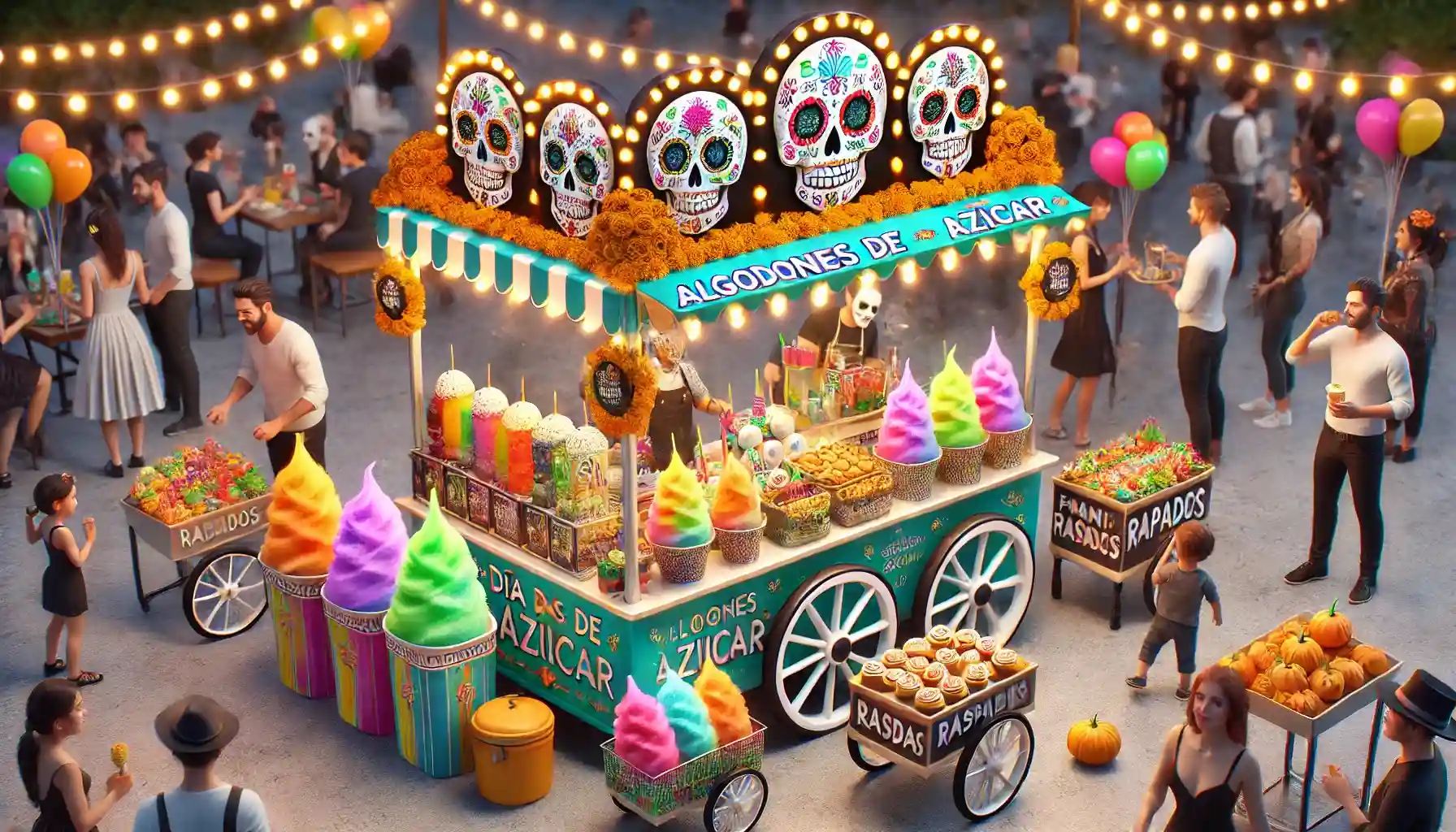 Imagen de articulo carrito snacks algodones para dia de muertos y halloween