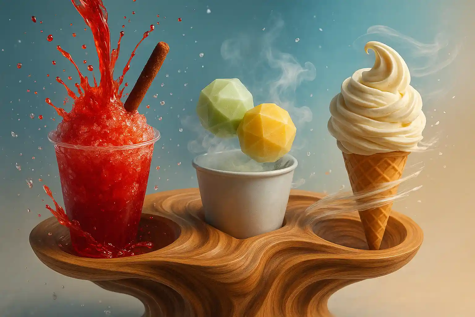 Diferencia entre los raspados, nieves y helados