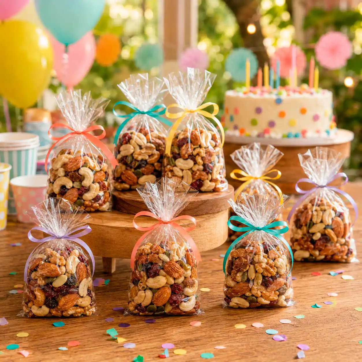 Bolsitas de mix de nueces listas para eventos