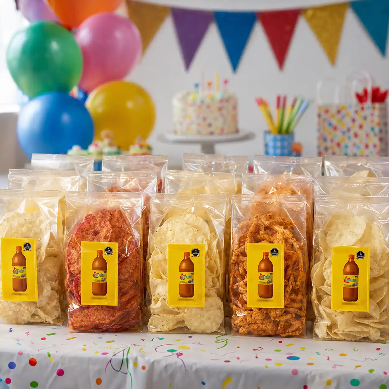 Bolsitas de snacks surtidos listas para eventos