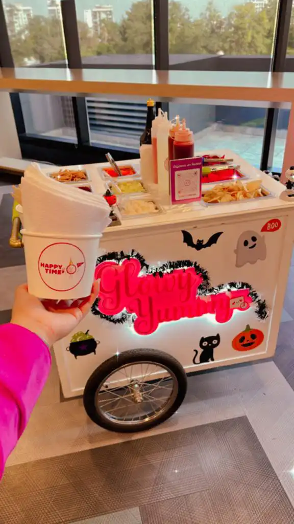 Glowy Yummy Renta barato Carrito de churritos de sabores munchies eventos dia del niño
